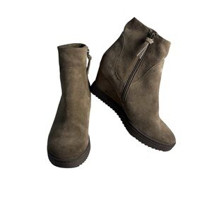 Söfft Aqua Söfft Suede Wedge Ankle Boots Taupe Brown Waterproof Comfort Zip Sz 8